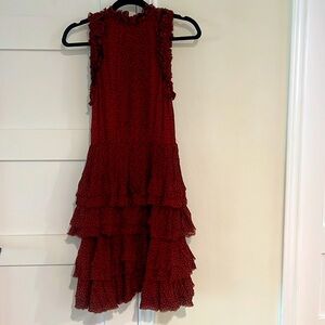 Jason Wu Red and Black Sleeveless Flowy Tiered Midi Dress Size 0 Worn Once EUC